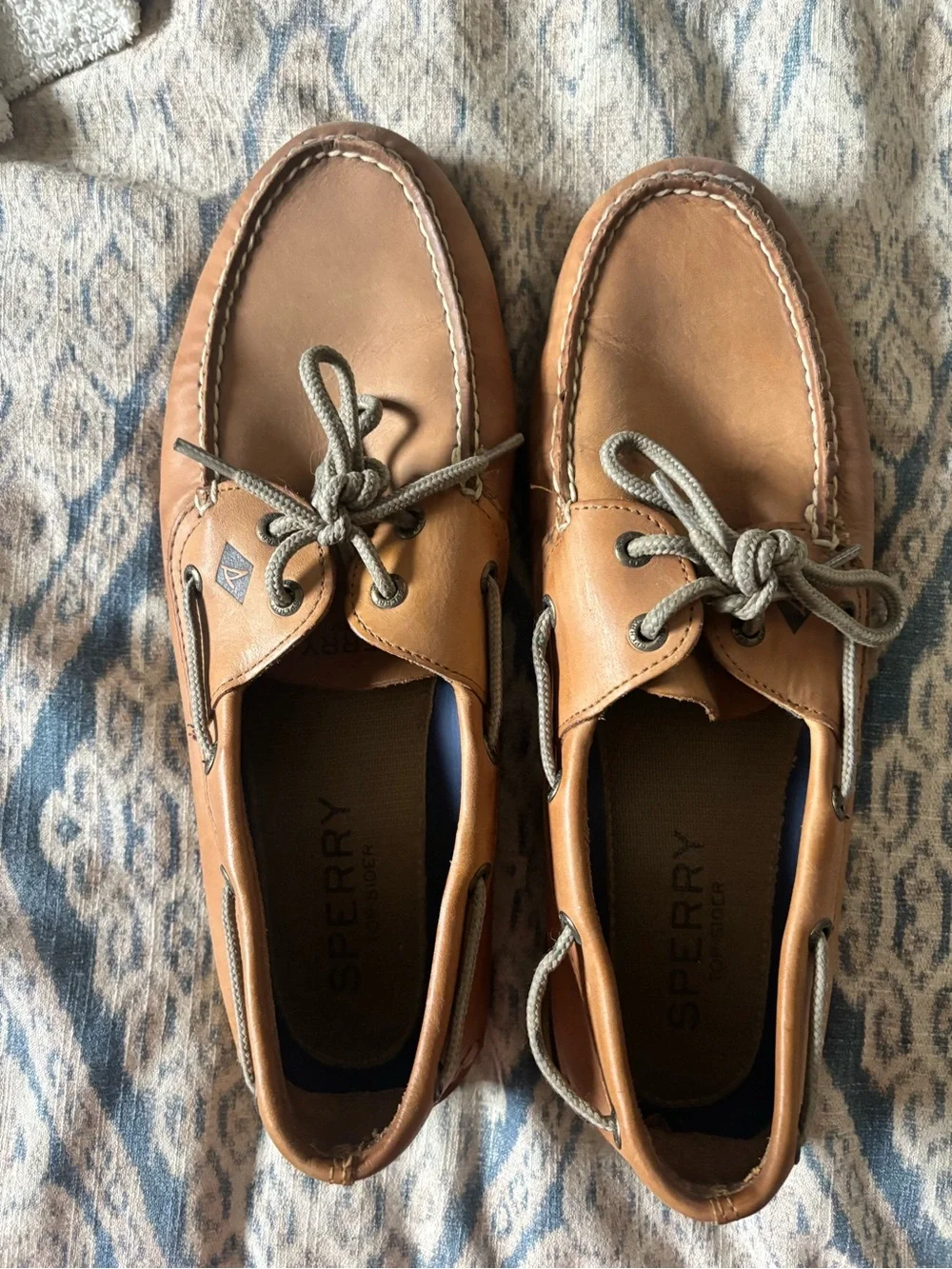 Sperry Cognac Leather Classic Moccasin Boat Shoes